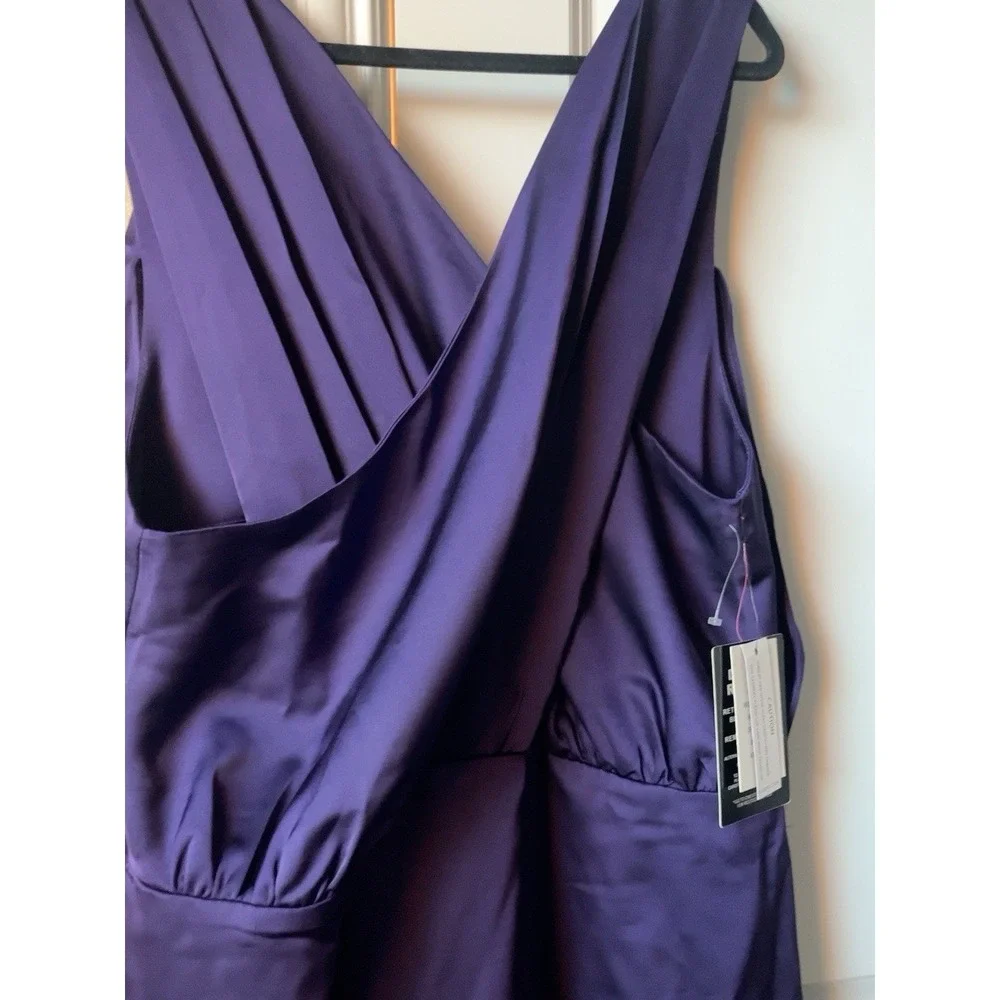 ELOQUII Purple Satin Wide Leg Jumpsuit Women's 16 NWT V-Neck